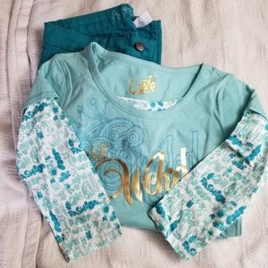 Girls Five Pocket Pants and Shirt Size 14